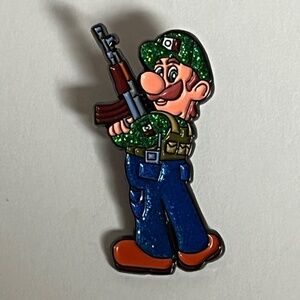 Luigi Supermario Rifle Gun Glitter Hat Pins Streetwear Bag Fitted Hats Gaming